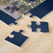 Oh Whatおもしろいホリデーフォトブルーモダンクリスマス ジグソーパズル (側面)