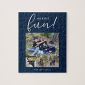 Oh Whatおもしろいホリデーフォトブルーモダンクリスマス ジグソーパズル (縦)