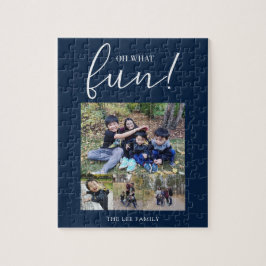 Oh Whatおもしろいホリデーフォトブルーモダンクリスマス ジグソーパズル