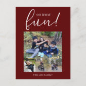 Oh Whatおもしろいホリデーフォトレッドモダンクリスマス シーズンポストカード (正面)