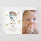 Oh Whatおもしろいホリデーブルースリー写真1st誕生日 招待状 (正面)