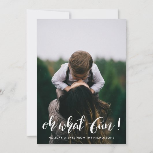 Oh Whatおもしろいホワイト手書きホリデーフォト シーズンカード (正面)