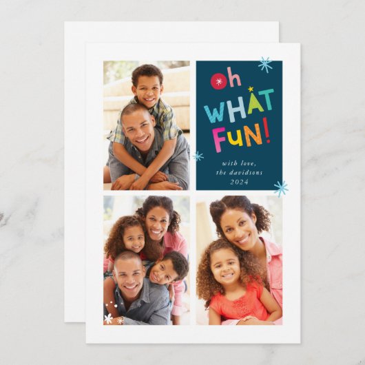 OH WHATおもしろいモダンおもしろいかわいいカラフルタイポグラフィ シーズンカード (正面/裏面)