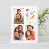 OH WHATおもしろいモダンかわいいおもしろいカラフルタイポグラフィ シーズンカード (スタンド正面)