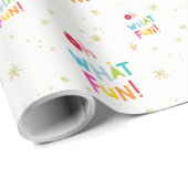 OH WHATおもしろいモダンかわいい明るいカラフルタイポグラフィ ラッピングペーパー (ロールコーナー)