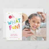 OH WHATおもしろい写真モダンカラフルかわいいタイポグラフィ シーズンカード (正面)
