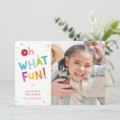 OH WHATおもしろい写真モダンカラフルかわいいタイポグラフィ シーズンカード (スタンド正面)