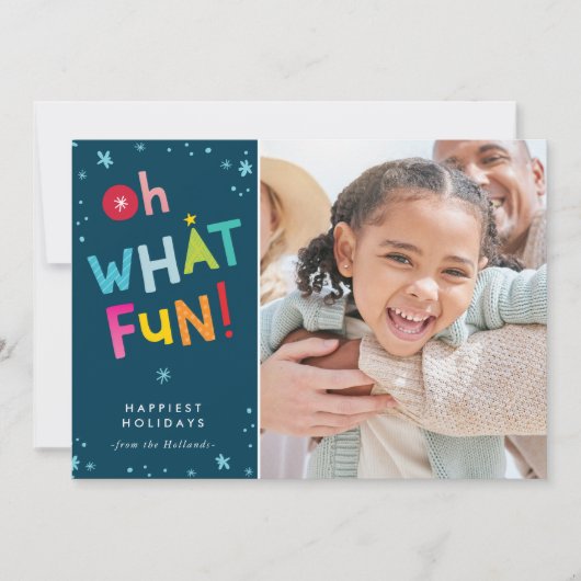 OH WHATおもしろい写真モダンカラフルタイポグラフィ シーズンカード (正面)