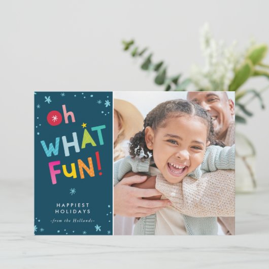 OH WHATおもしろい写真モダンカラフルタイポグラフィ シーズンカード (スタンド正面)