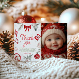 Oh Whatおもしろい冬誕生日写真サンキューカード 招待状