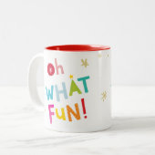 OH WHATおもしろい可愛いモダンカラフルタイポグラフィ ツートーンマグカップ (正面左)