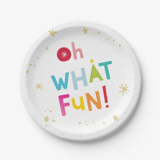 OH WHATおもしろい可愛いモダンカラフルタイポグラフィ ペーパープレート (正面)