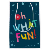 OH WHATおもしろい引用文モダンカラフルタイポグラフィ ミディアムペーパーバッグ (正面)