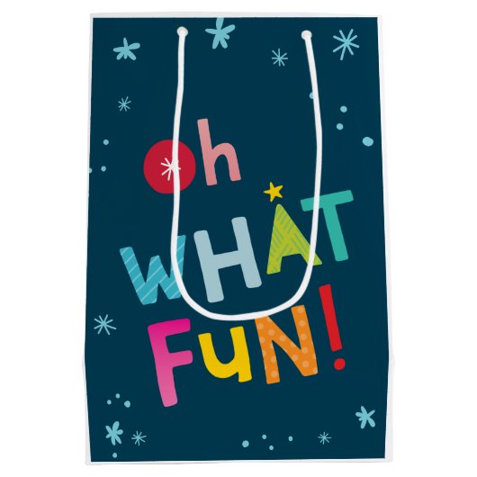 OH WHATおもしろい引用文モダンカラフルタイポグラフィ ミディアムペーパーバッグ (裏面)