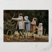 Oh Whatおもしろい手書きスクリプトバラTaupe写真 箔シーズンカード (正面)