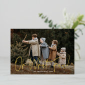 Oh Whatおもしろい手書きスクリプトバラTaupe写真 箔シーズンカード (立ち正面)