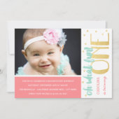 Oh Whatおもしろい最初の誕生日写真パーティー 招待状 (正面)