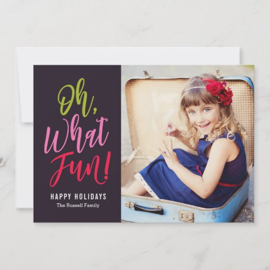 Oh Whatおもしろい編集可能カラーホリデーフォトカード シーズンカード (正面)
