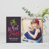 Oh Whatおもしろい編集可能カラーホリデーフォトカード シーズンカード (スタンド正面)