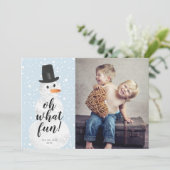 Oh Whatおもしろい雪だるま降雪休日の写真 シーズンカード (スタンド正面)