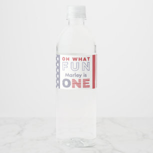 Oh Whatおもしろい1歳 – 赤白青1歳の誕生日パーティー ペットボトルラベル