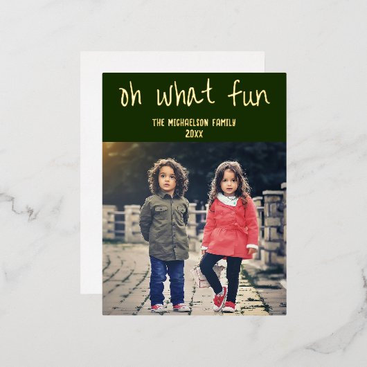 Oh Whatおもしろい：クリスマスファミリーの写真 箔シーズンポストカード (正面/裏面)