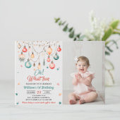 Oh Whatおもしろい！クリスマスボールオーナメント誕生日写真 招待状 (スタンド正面)