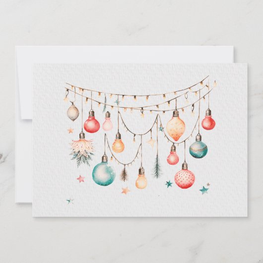 Oh Whatおもしろい！クリスマスボールオーナメント誕生日写真 招待状 (裏面)