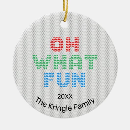 Oh WhatおもしろいChristmas写真 セラミックオーナメント (正面)