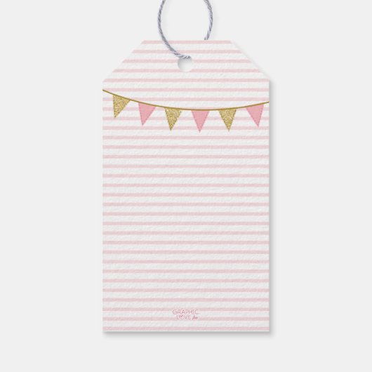 Oh Whatおもしろいto ONE Pink & 金ゴールドありがとう ギフトタグ (裏面)