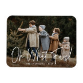 Oh Whatモダンおもしろいスクリプトホリディフォト マグネット (横)