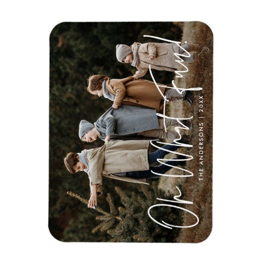 Oh Whatモダンおもしろいスクリプトホリディフォト マグネット (縦)