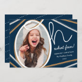 Oh What モダンおもしろいカラフルNavy写真 シーズンカード (正面/裏面)