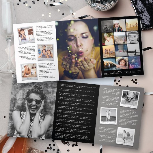 Oh What A Year In Review 20モダン Photo Collage 三つ折りクリスマスカード