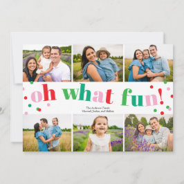 Oh What Fun 6 Photo Collage Christmas Holiday Card シーズンカード