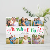 Oh What Fun 6 Photo Collage Christmas Holiday Card シーズンカード (スタンド正面)