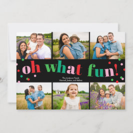 Oh What Fun 6 Photo Collage Christmas Holiday Card シーズンカード