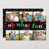 Oh What Fun 6 Photo Collage Christmas Holiday Card シーズンカード (正面/裏面)