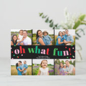 Oh What Fun 6 Photo Collage Christmas Holiday Card シーズンカード (スタンド正面)
