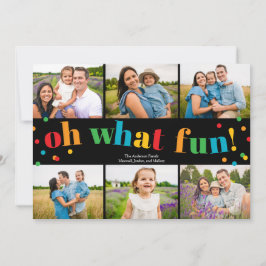 Oh What Fun 6 Photo Collage Christmas Holiday Card シーズンカード