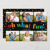 Oh What Fun 6 Photo Collage Christmas Holiday Card シーズンカード (正面/裏面)