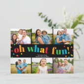 Oh What Fun 6 Photo Collage Christmas Holiday Card シーズンカード (スタンド正面)
