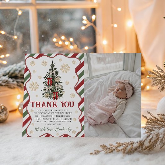 Oh What Fun Birthday Thank You Photo Card 招待状