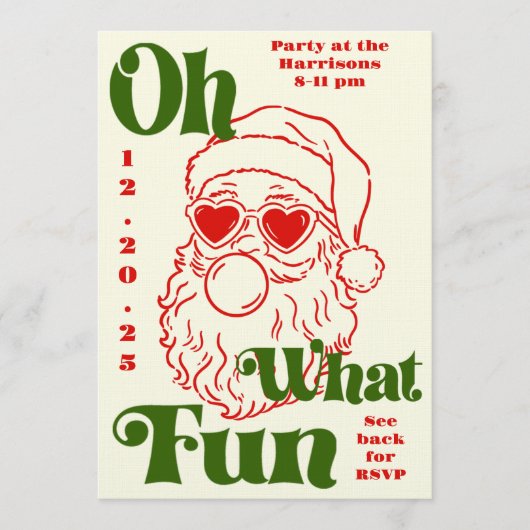 Oh What Fun Bubblegum Santa Holiday Party 招待状 (正面)