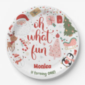 Oh what fun christmas birthday ペーパープレート (正面)