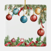 Oh What Fun Christmas Birthday Invitation セラミックオーナメント (裏面)