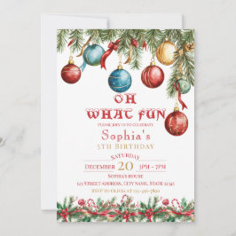 Oh What Fun Christmas Birthday Invitation 招待状