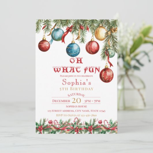 Oh What Fun Christmas Birthday Invitation 招待状 (スタンド正面)