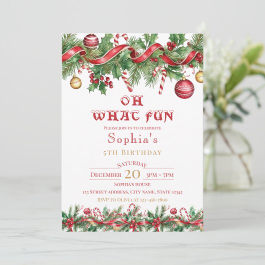 Oh What Fun Christmas Birthday Invitation 招待状 (スタンド正面)