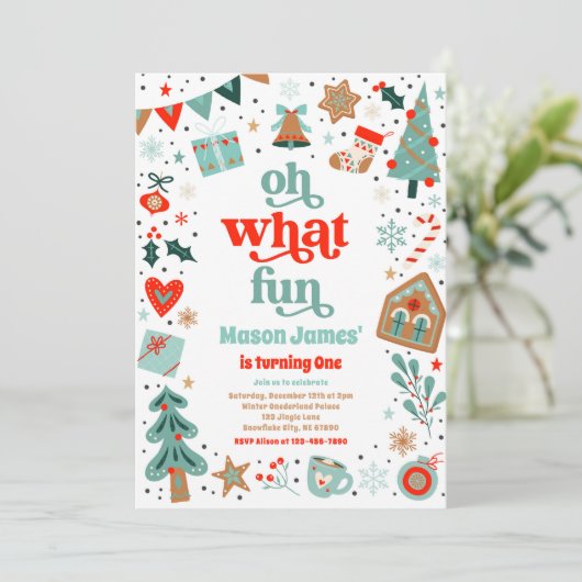 Oh What Fun Christmas Birthday Party 招待状 (スタンド正面)